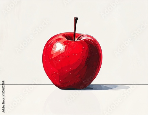 poster design, a single red apple on a white background, clean 