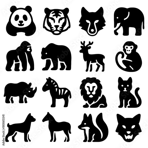 Diverse Wildlife Icons: A striking collection of wildlife icons, each a unique symbol representing the beauty and diversity of animals around the world.