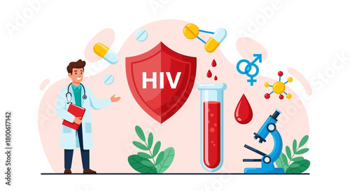 HIV/AIDS Prevention and Protection Concept Illustration