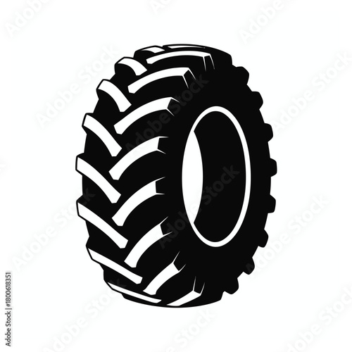 Black Tractor Tire Tread Isolated On White wheel agriculture