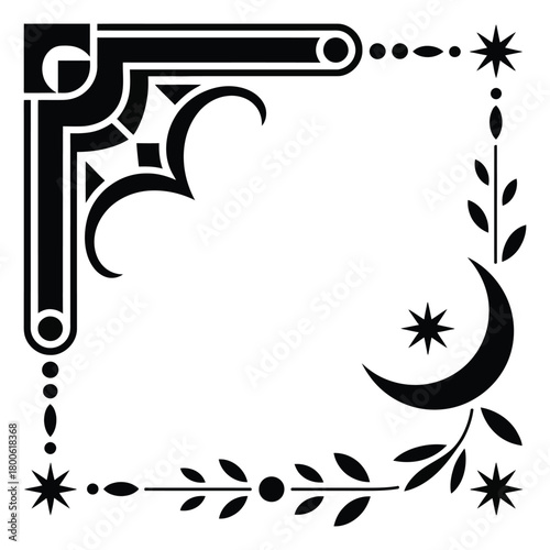 Celestial Corner Ornament With Moon And Stars Black
