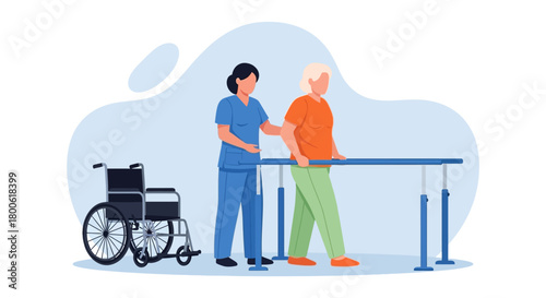 Mobility and Recovery: Patient with Parallel Bars