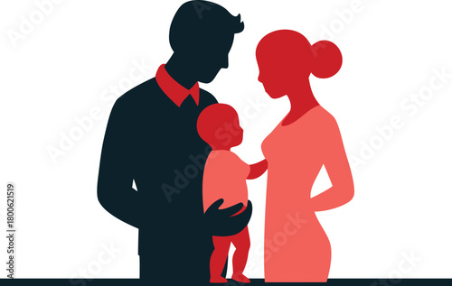 Family Silhouette with Baby parents mother
