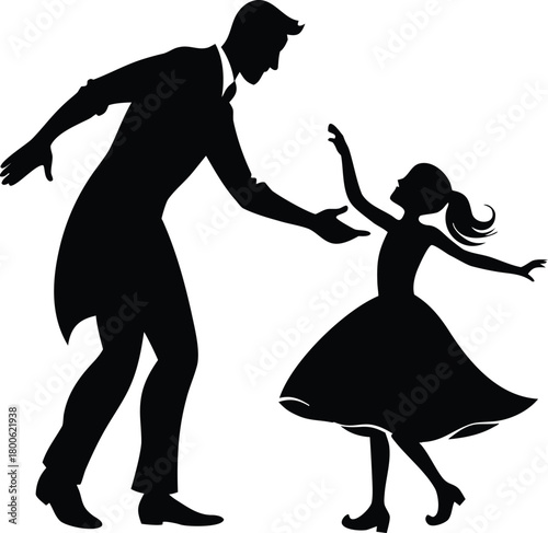 Father and Daughter Dancing Silhouette child