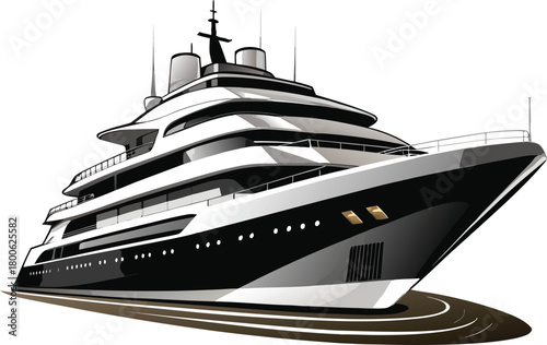 Luxury yacht with multiple decks and sleek design on a transparent background ship boat
