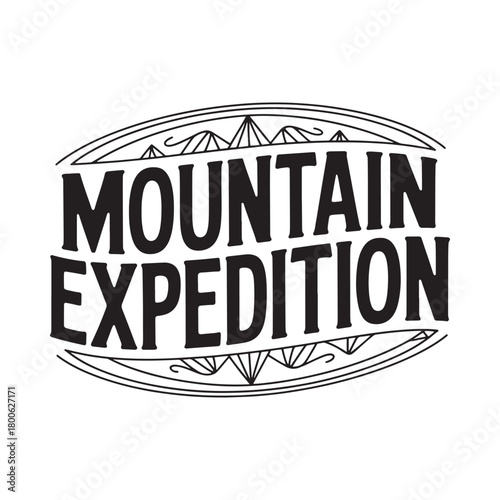 Vintage style mountain expedition text graphic