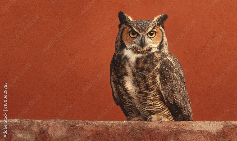Obraz premium A large owl is sitting on a brick wall
