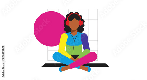 Minimalist Line Art Illustration of Hand Putting Down Smartphone Next to Serene Organic Stone, Digital Detox Concept