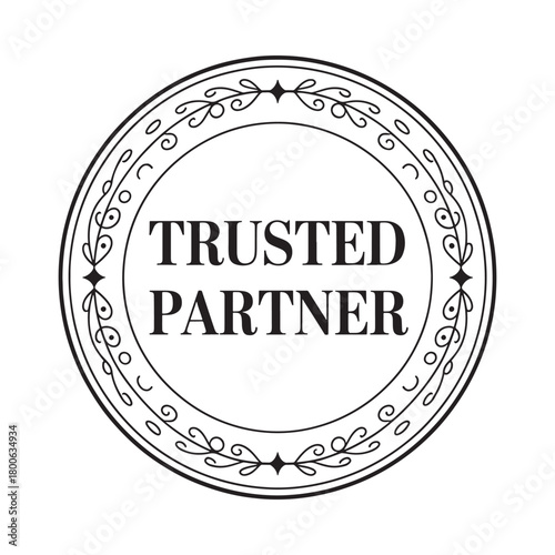 Elegant circular badge design featuring the words trusted partner