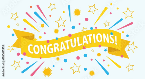 Congratulations banner with colorful confetti