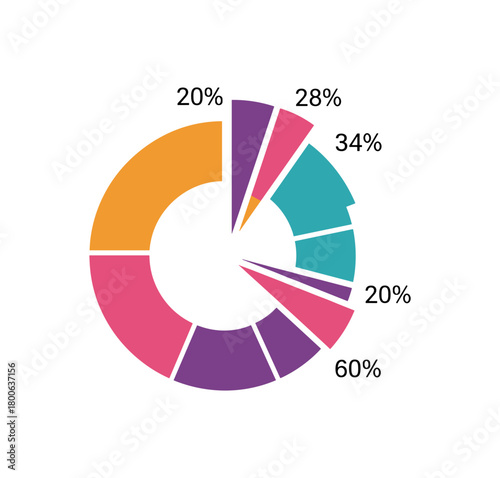 Circular chart with colorful segments and percentage labels on white background