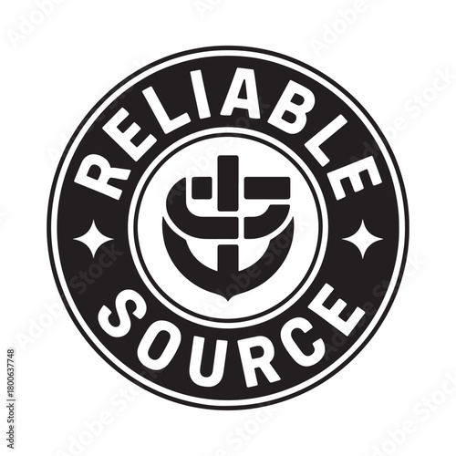 Circular logo with anchor and cross symbol for reliable source