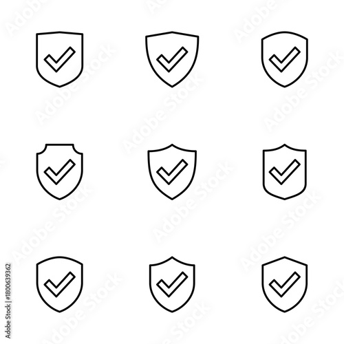 Shield check mark icon vector isolated on white background. Protection approve sign. Safe icon vector