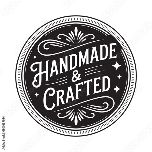 Vintage style handmade and crafted circular emblem badge