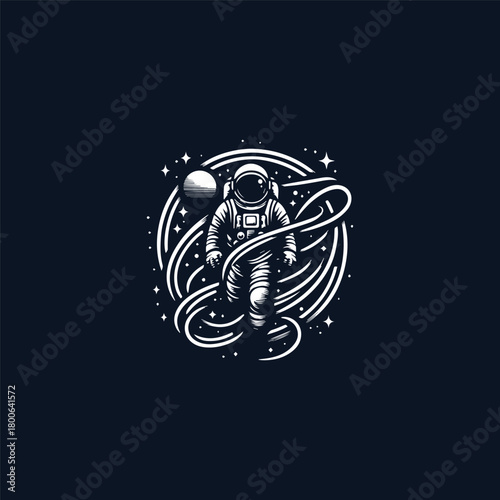 Astronaut logo vector icon illustration