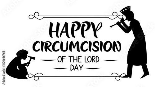Circumcision Lord Day Emblem Isolated Vector Stock Vector on white Background.