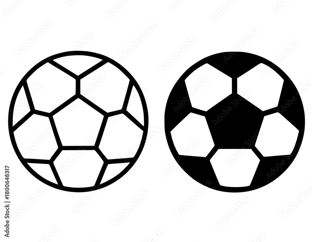 Obraz premium Minimalist icon, football vector, black and white, outline and silhouette