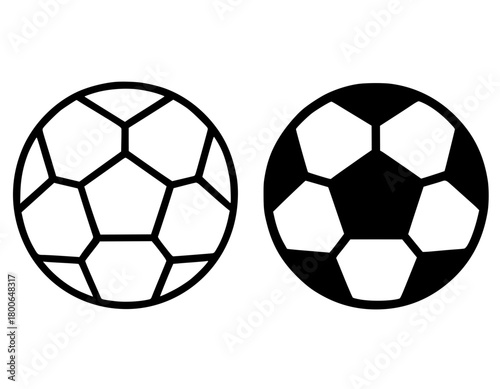Minimalist icon, football vector, black and white, outline and silhouette