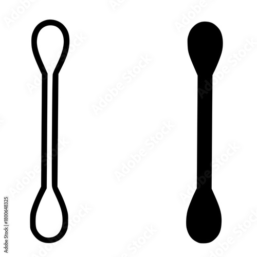 Minimalist icon, cutton bud vector, black and white, outline and silhouette