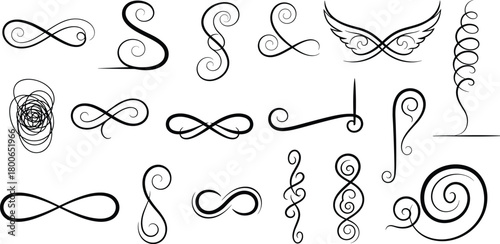 Elegant decorative flourishes and swirls a collection of ornate calligraphic design elements and ornamental dividers
