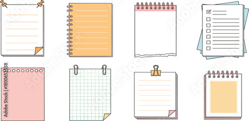 Cute stationery with to-do list, notepad, and memos for planning and organization