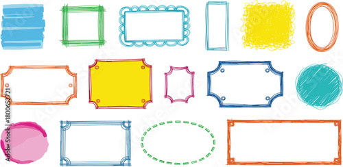 Colorful Hand-Drawn Frame Collection with Artistic Scribble Accents