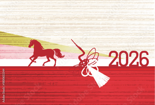 午　年賀状　干支　背景