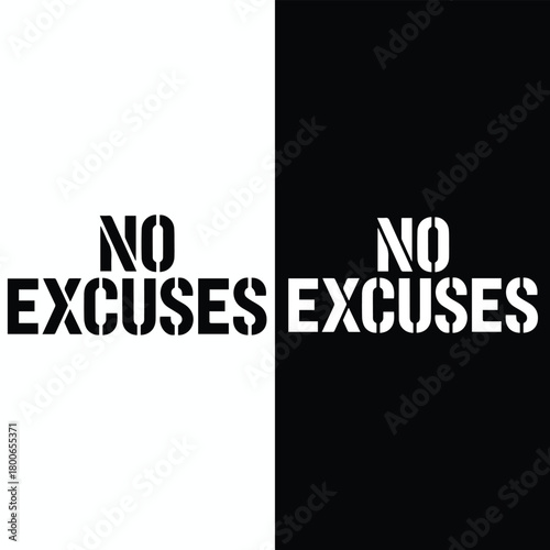 No excuses motivational boxing typography design