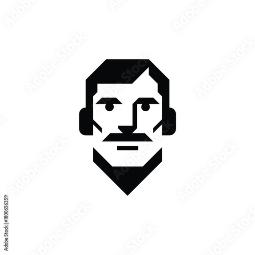 masculine male face with thick mustache logo vector