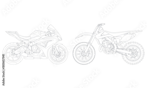 Two-Wheeled Adventures Vector Set: Motocross Riders, Scooter Icons, Cruiser Silhouettes, and Motorcycle Illustrations