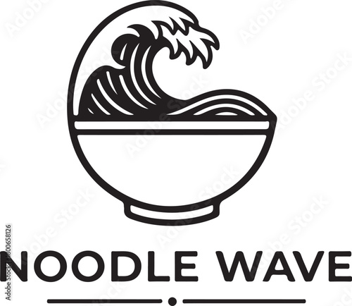 Noodle Wave brand logo featuring a stylized ocean wave within a simple ramen bowl, representing Asian cuisine, Japanese food, and culinary experiences.