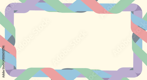 Pastel ribbons intertwine to form a whimsical frame around a blank space ready for text or design