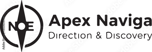  Apex Naviga Logo featuring a Compass Rose Symbol and 'Direction & Discovery' Tagline, ideal for branding, navigation, and guidance concepts