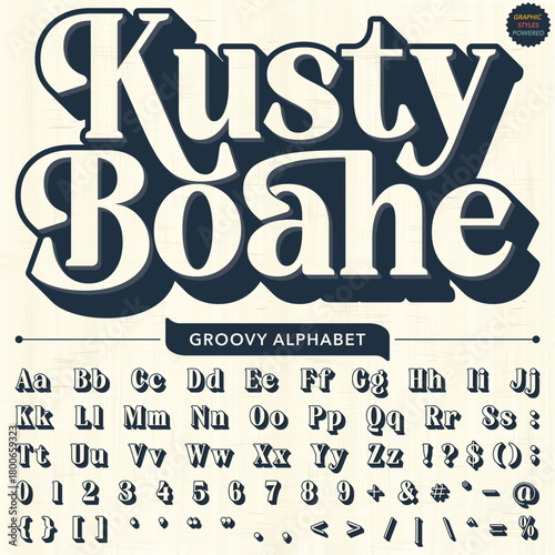 Groovy Retro Vintage Serif Bold Font alphabet vector file	