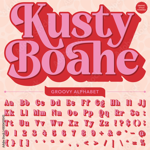 Groovy Retro Vintage Serif Bold Font alphabet vector file	