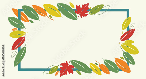 Autumnal frame with colorful leaves, perfect for seasonal greetings and invitations, creating a