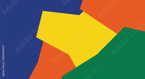 Vibrant geometric composition showcasing bold color combinations and irregular shapes perfect for