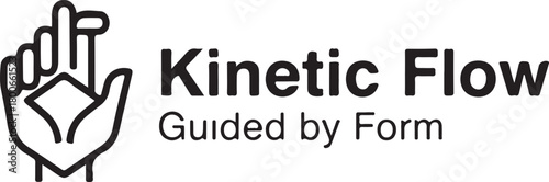  Kinetic Flow Logo featuring a stylized hand cradling a geometric diamond or prism shape, with the tagline 'Guided by Form', representing motion, design, and precision.