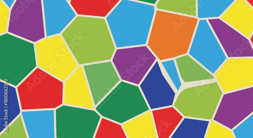 Vibrant polygonal mosaic background featuring an array of rainbow colored irregular shapes