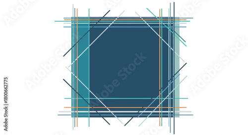 Abstract geometric design with intersecting lines and square frame ideal for backgrounds
