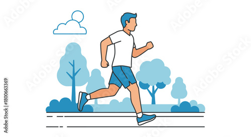 Man running in the park for exercise, promoting a healthy lifestyle and wellness in nature