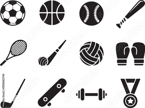 Icon set for sports and fitness activities