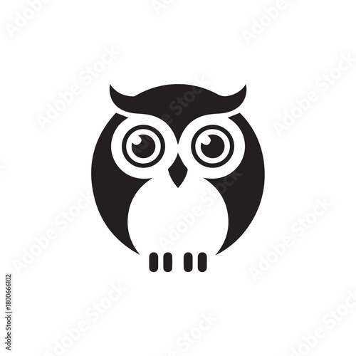 owl logo geometric emblem for education and nature icon