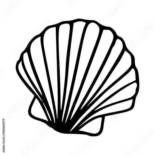 simple scallop seashell outline vector icon