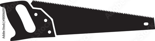 Black Hand Saw Tool Silhouette Icon Vector on White