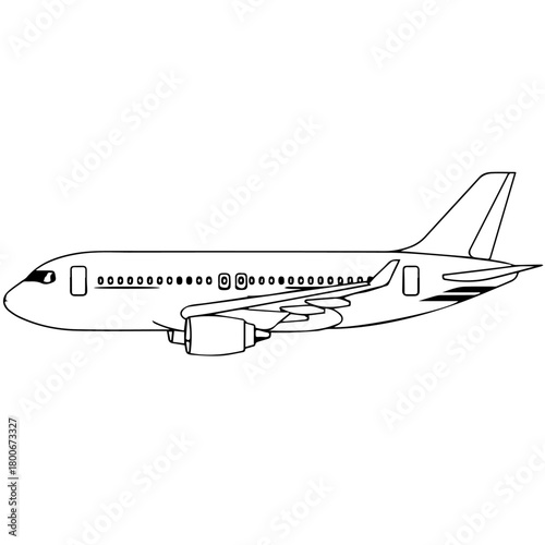 Airplane in profile view ready for takeoff.