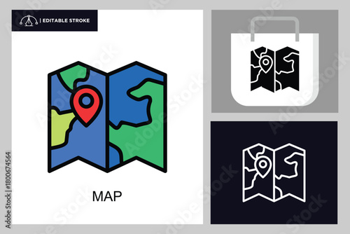 Map lineal color icon	