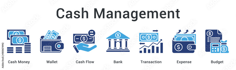 Obraz premium Cash management controlling money flow from wallet through bank transactions to expense budgeting efficiently.