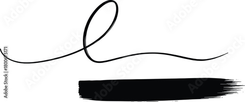 Brushstroke and flourish design, abstract ink element, calligraphic stroke, minimal black texture, artistic line art, decorative graphic, expressive symbol