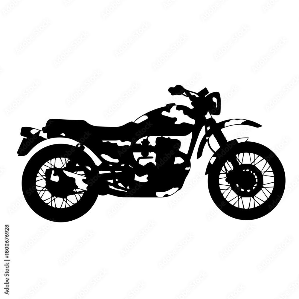 Obraz premium Silhouette Motorcycle Side View High Contrast.